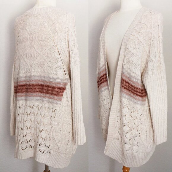 Anthropologie Pilcro Jemma Cable Open Knit Cardigan XS/S Longline Oversized $148 - Picture 9 of 16